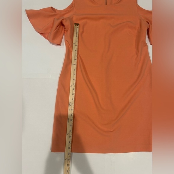 Calvin Klein Dress Midi 14 Cold Shoulder Coral Business Formal - Picture 11 of 13